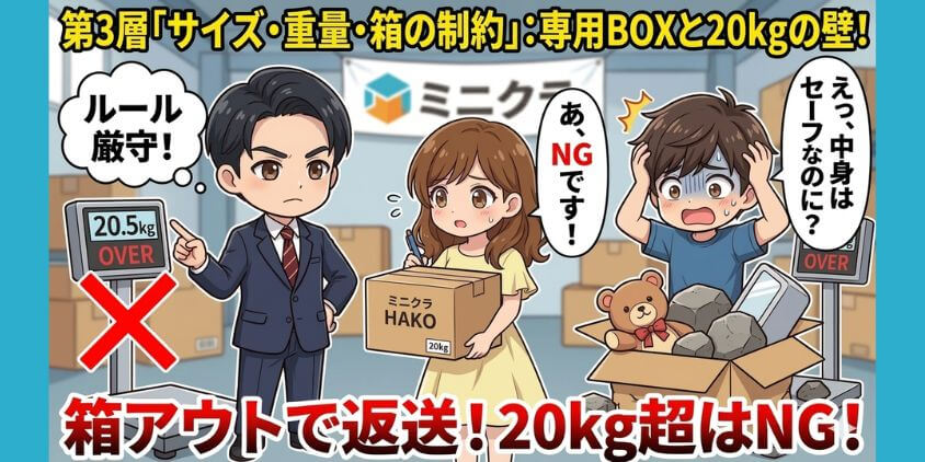 第3層「サイズ・重量・箱の制約」：専用BOXと20kgの壁