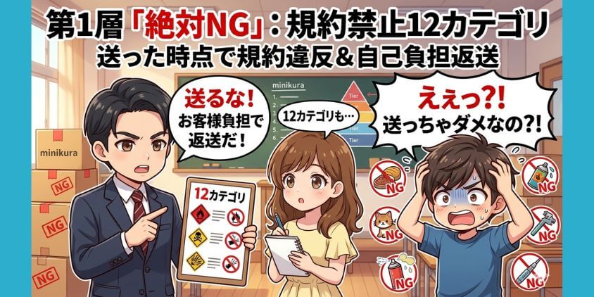 第1層「絶対NG」：利用規約で寄託申込みが禁じられている12カテゴリ