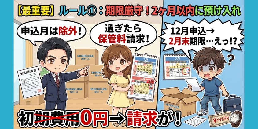 ルール①｜ボックスは申込月を除き2ヶ月以内に預け入れる